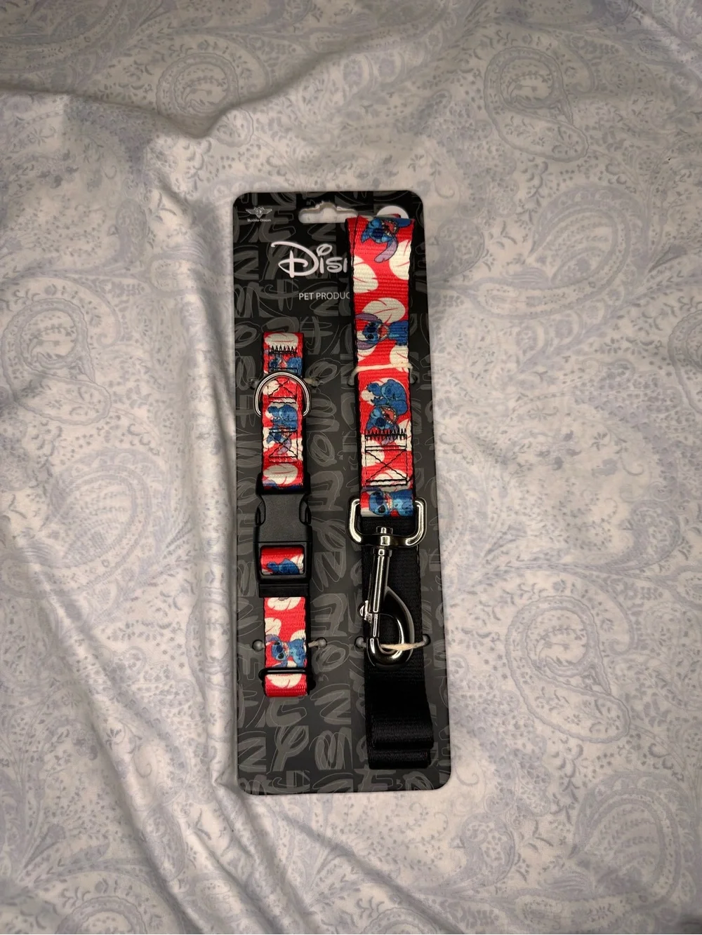 Disney Stitch Pattern Small Dog Pet Collar & 5 foot Leash Set